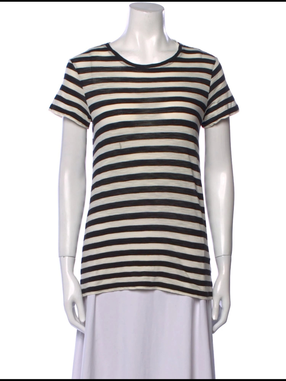 Proenza Schouler Black & Cream Striped Short-Sleeve Tee Open Back XS